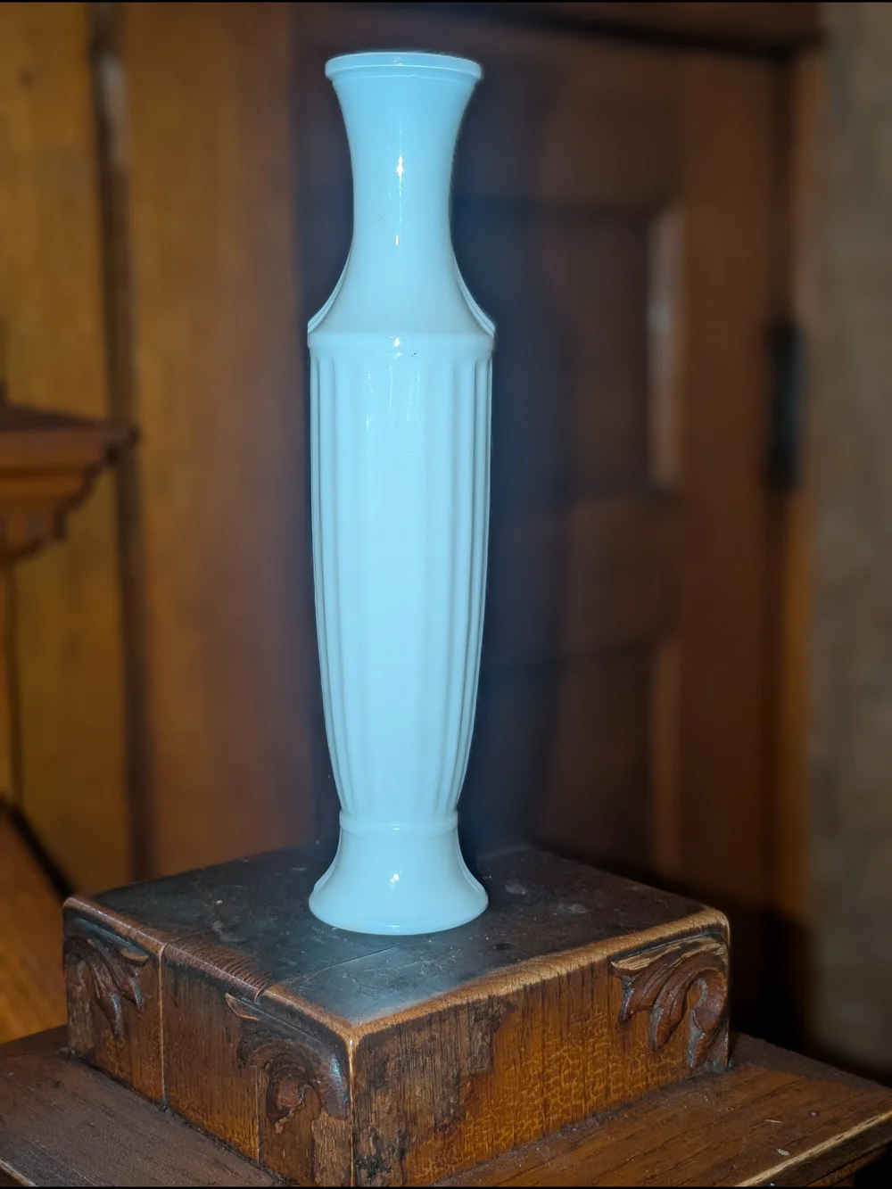 Vintage White Milk Glass Bud Vase Classical Urn